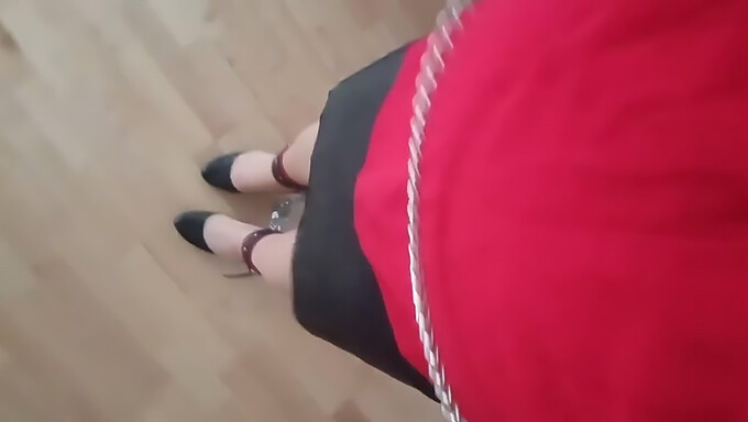 Sissy's humiliating punishment - walking in heels on hands and knees