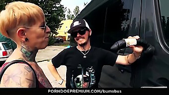 Premium European porn: Tattooed German woman engages in outdoor sex in a bus