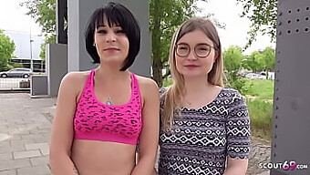 German young adult's first time with two skinny girls in Berlin