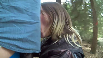 Barbara Gives A Deep Throat Blowjob In The Wilderness