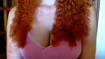 Curly-Haired Redheaded Amateur On Webcam