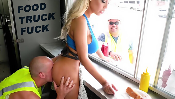 Bridgette B, the busty Latina, delivers top-notch service in public