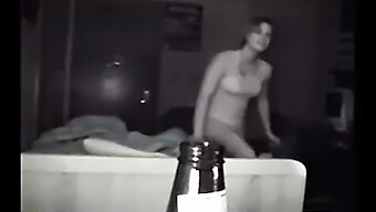 Young Woman Engages In Sexual Activity With Friend In Dormitory At Night Using Night Vision