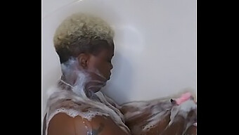 Young Ebony Wife Pleasures Herself In The Bath