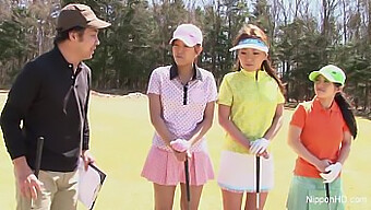 Naked Asian Girls Have Fun On The Golf Course