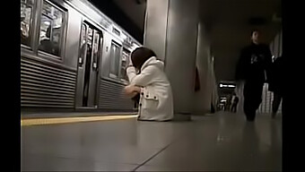 A Japanese Girl Feels Up By A Man On A Train Without Underwear