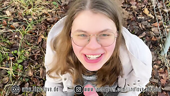 German Teen Gives First Outdoor Blowjob In Pov