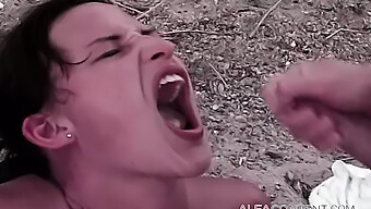 Intense Anal And Facial Cumshot With A Sexy Young Brunette Outdoors