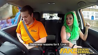 Amateur busty learner craves instructor's cock during fake driving lesson