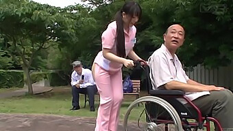 A Strange Japanese Caregiver Kisses And Strips Down Outdoors