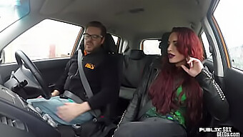 Redhead British Babe Gives A Blowjob And Gets Fucked By A Drinking Instructor In Public