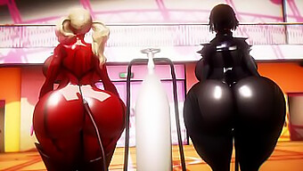 Les Modèles 3d Aux Gros Seins Ann Et Makoto Apprécient L'Expansion Mammaire